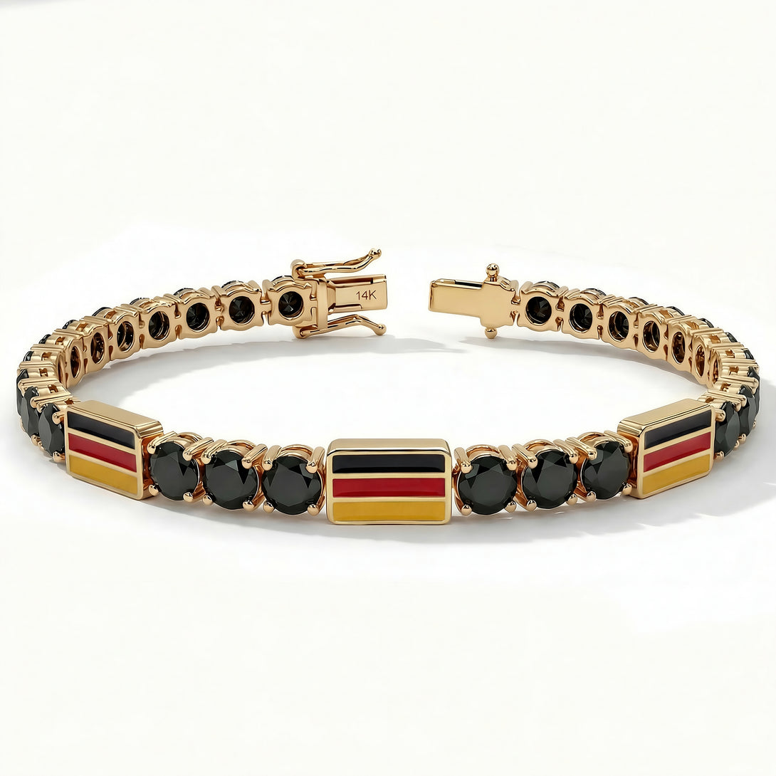 Black Diamond Tennis Bracelet with Germany Flag no. 7