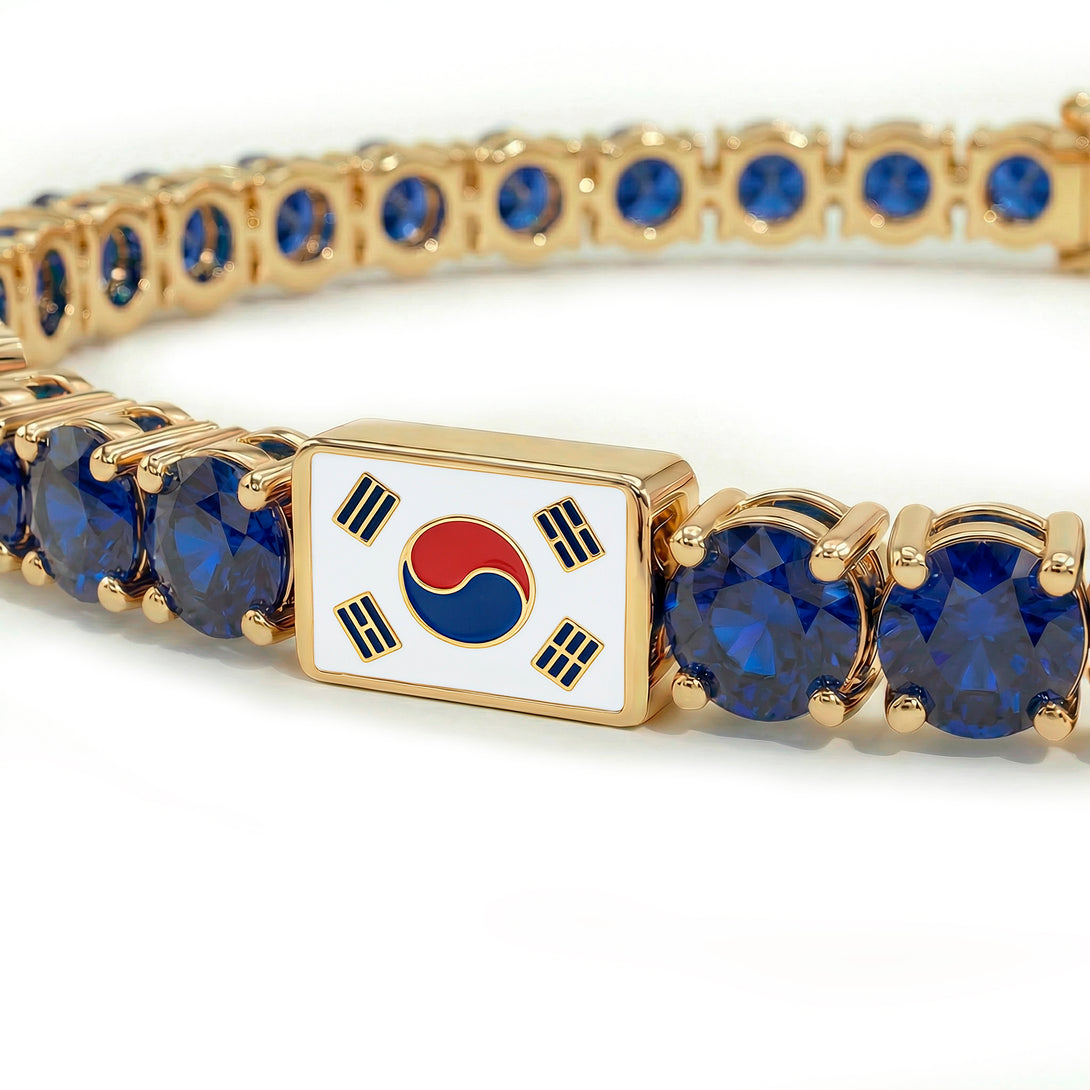 Sapphire Tennis Bracelet with South Korea Flag no. 13