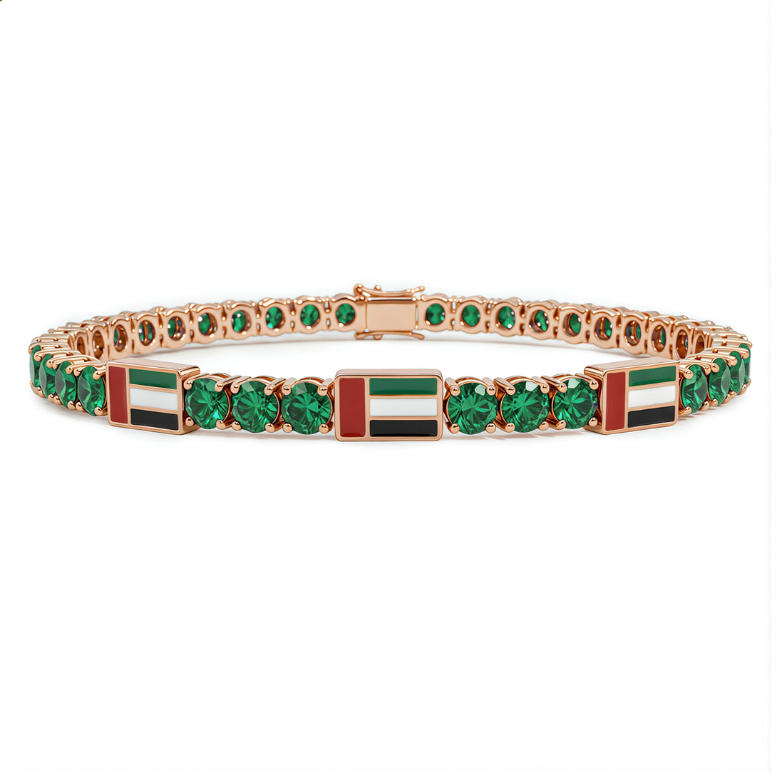 Emerald Tennis Bracelet with United Arab Emirates Flag no. 5