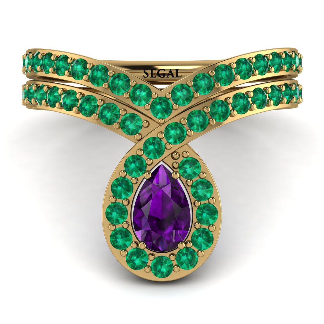 Amethyst Pear Shape Stacking Bridal Set - Emilia No. 304