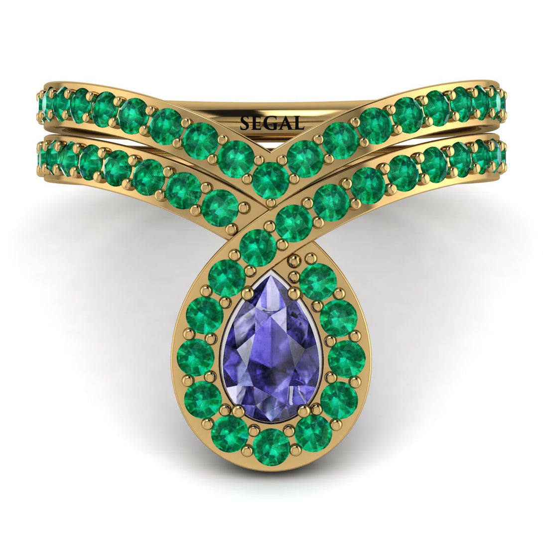 Tanzanite Pear Shape Stacking Bridal Set - Emilia No. 204