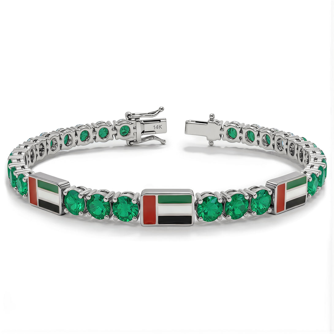 Emerald Tennis Bracelet with United Arab Emirates Flag no. 6