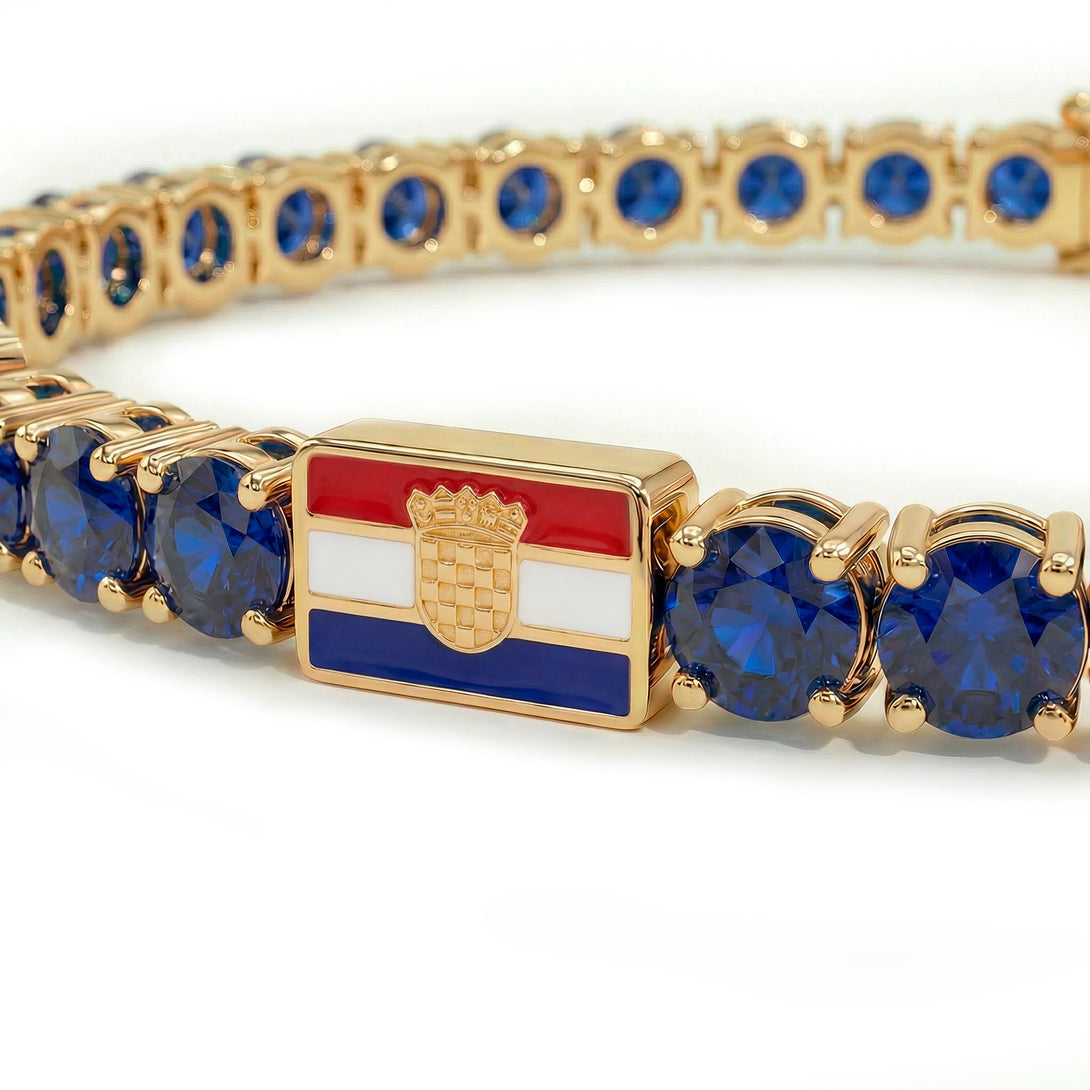 Sapphire Tennis Bracelet with Croatia Flag no. 13