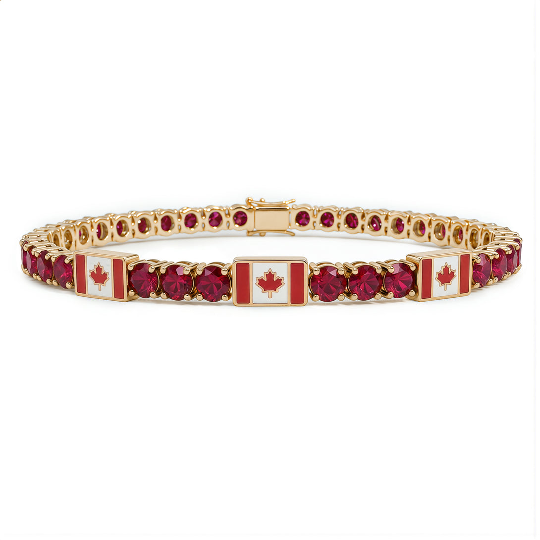 Ruby Tennis Bracelet with Canada Flag no. 10