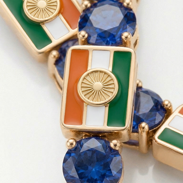 Sapphire Tennis Bracelet with India Flag no. 13