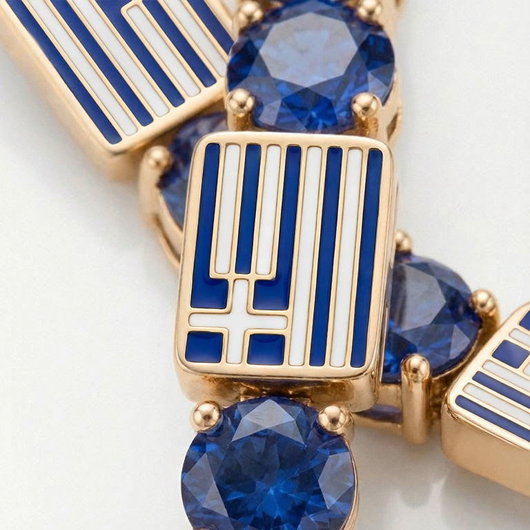 Sapphire Tennis Bracelet with Greece Flag no. 13