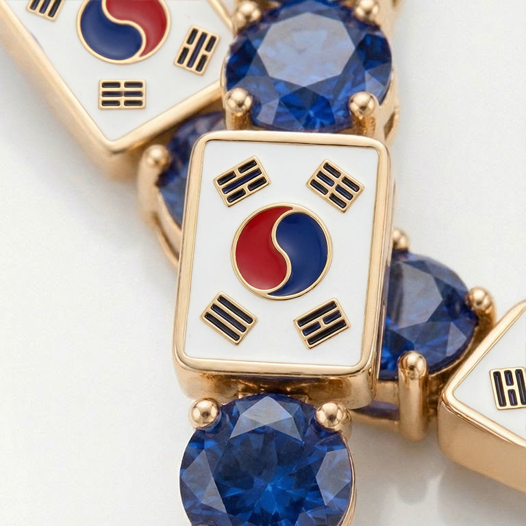 Sapphire Tennis Bracelet with South Korea Flag no. 13