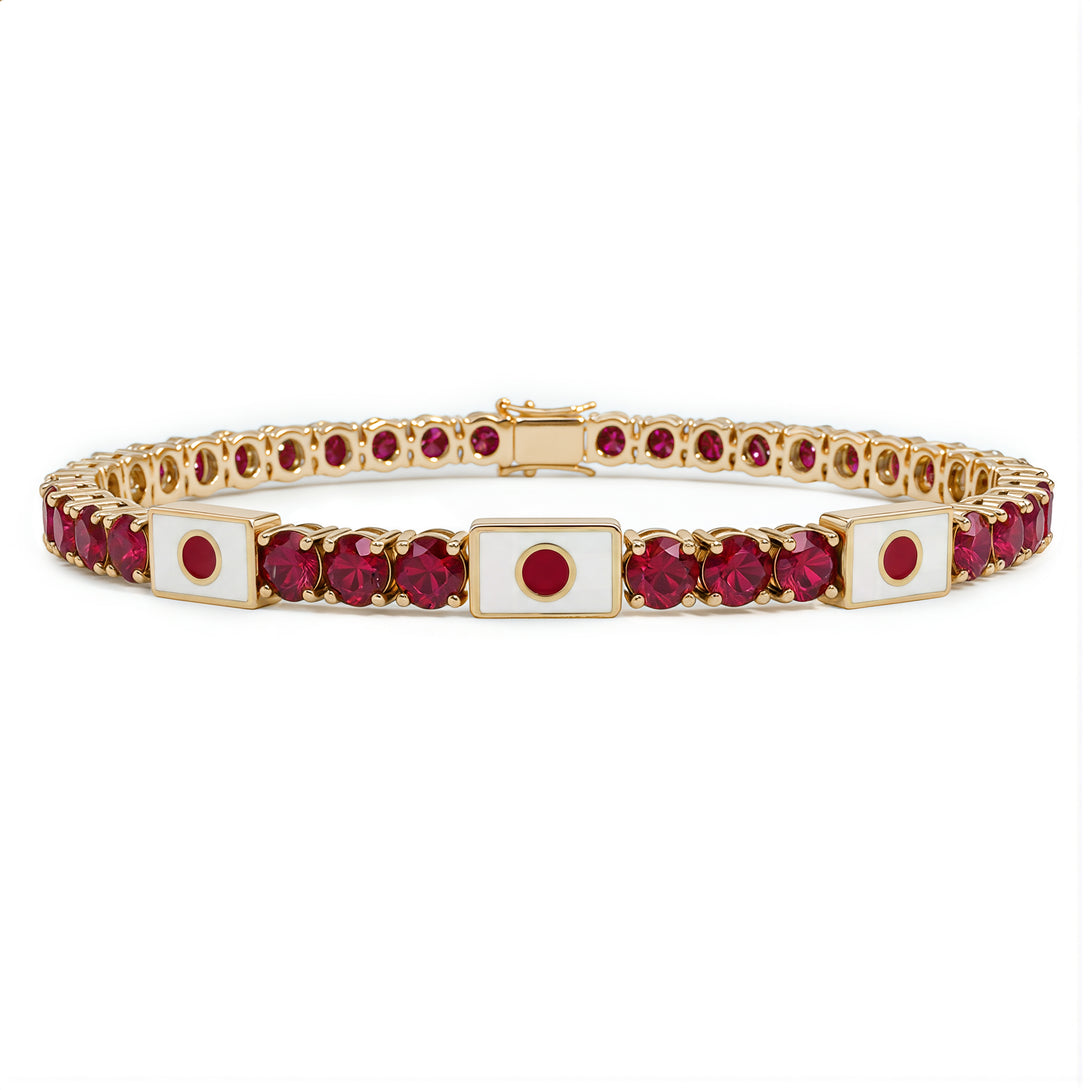 Ruby Tennis Bracelet with Japan Flag no. 10