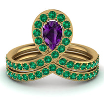 Amethyst Pear Shape Stacking Bridal Set - Emilia No. 304 image 1