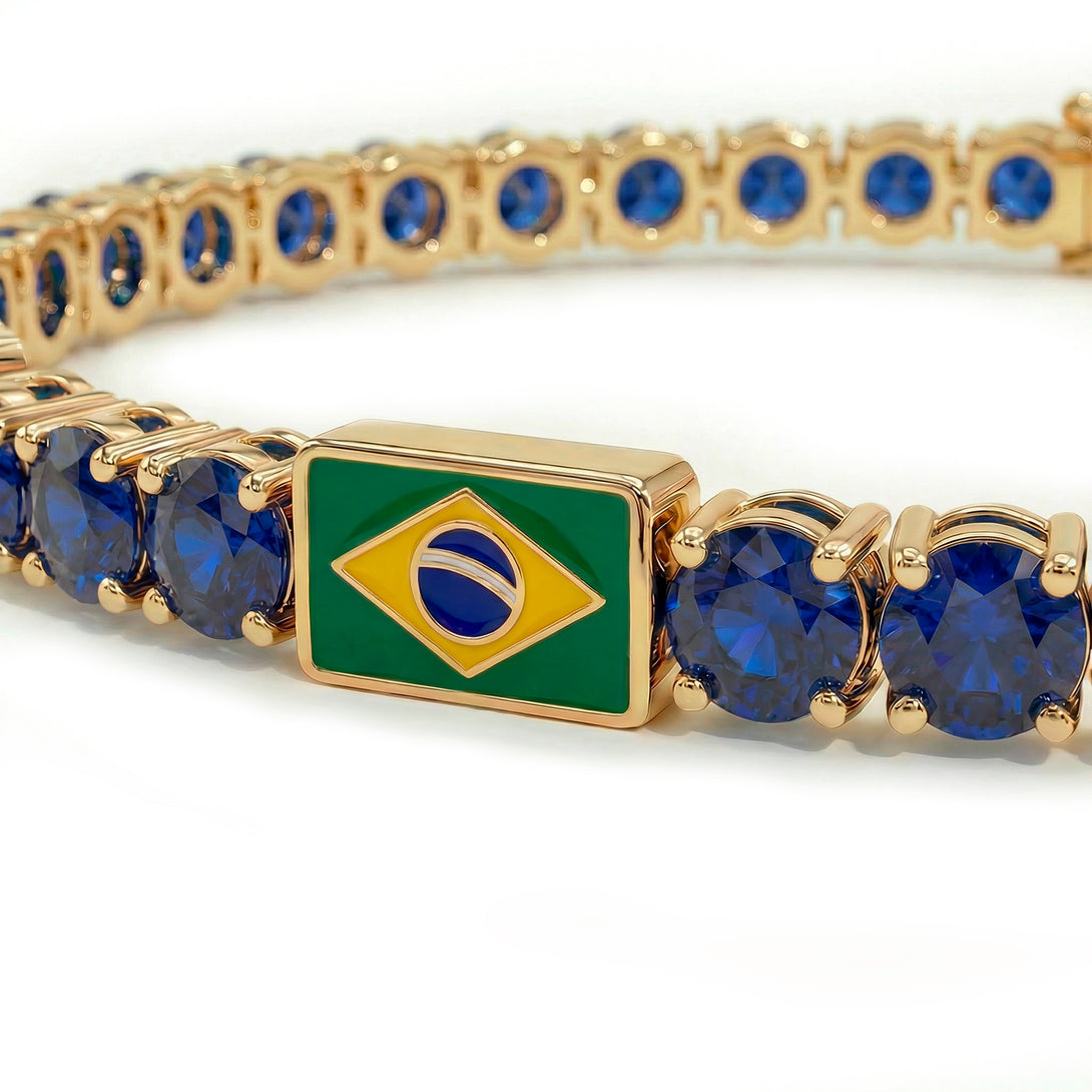 Sapphire Tennis Bracelet with Brazil Flag no. 13