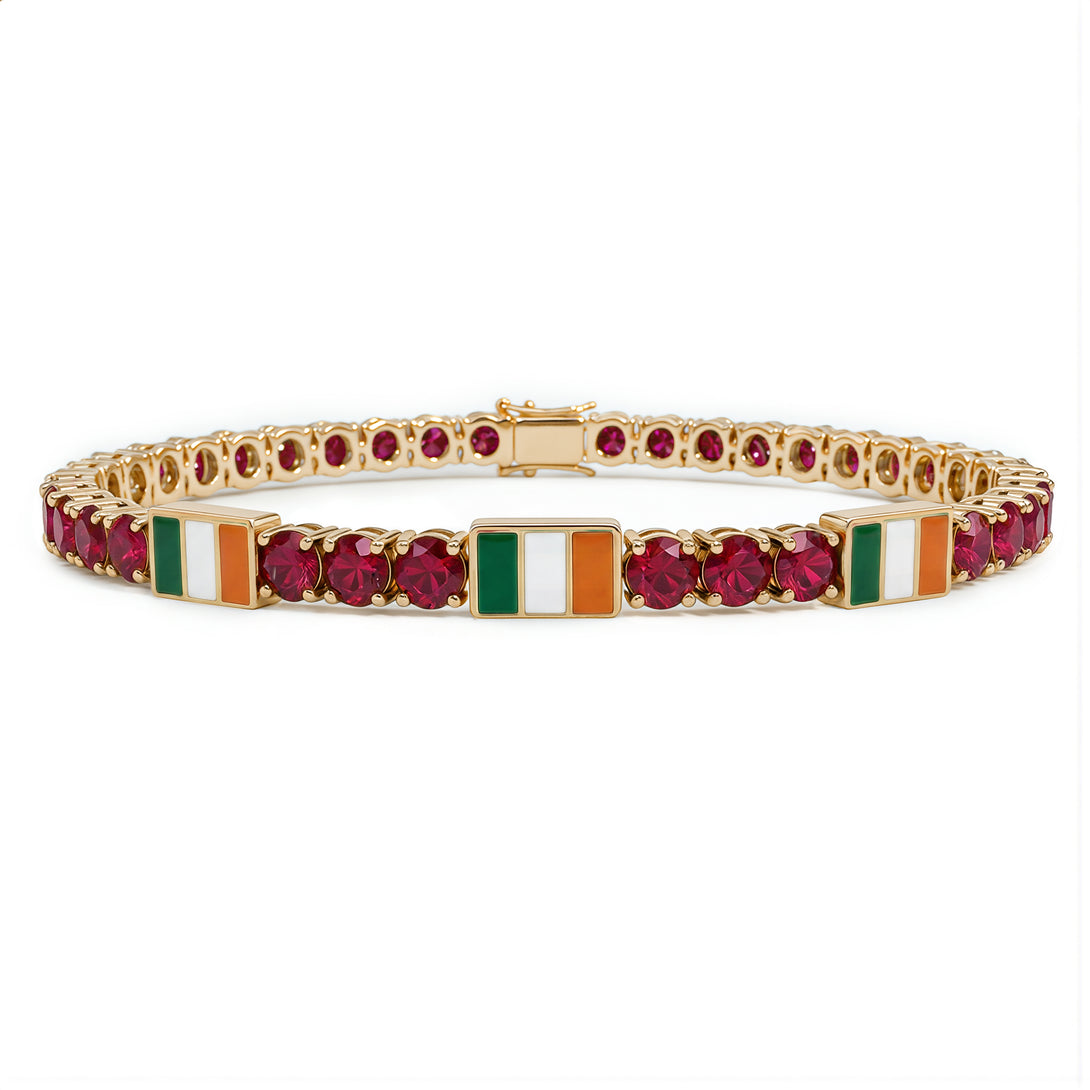 Ruby Tennis Bracelet with Ireland Flag no. 10