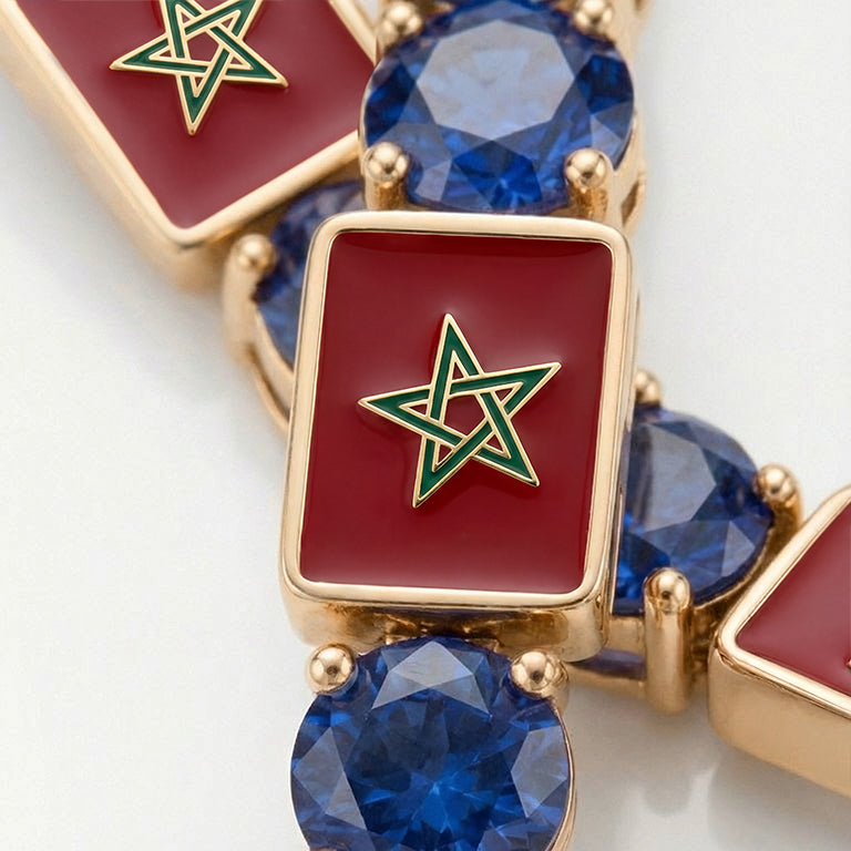 Sapphire Tennis Bracelet with Morocco Flag no. 13