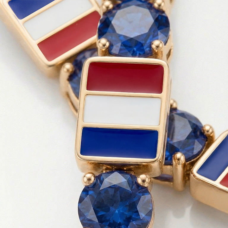 Sapphire Tennis Bracelet with France Flag no. 13