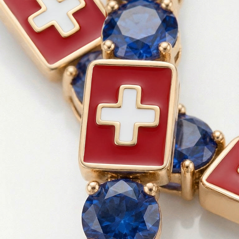 Sapphire Tennis Bracelet with Switzerland Flag no. 13