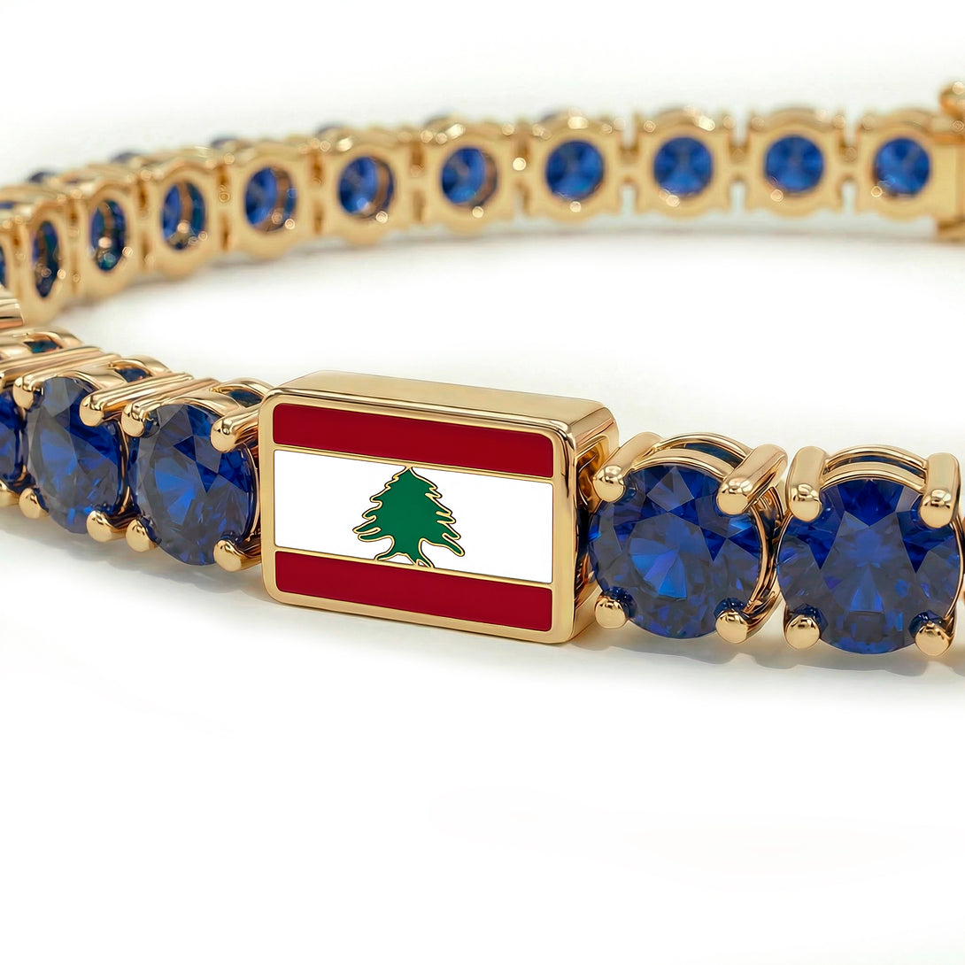 Sapphire Tennis Bracelet with Lebanon Flag no. 13