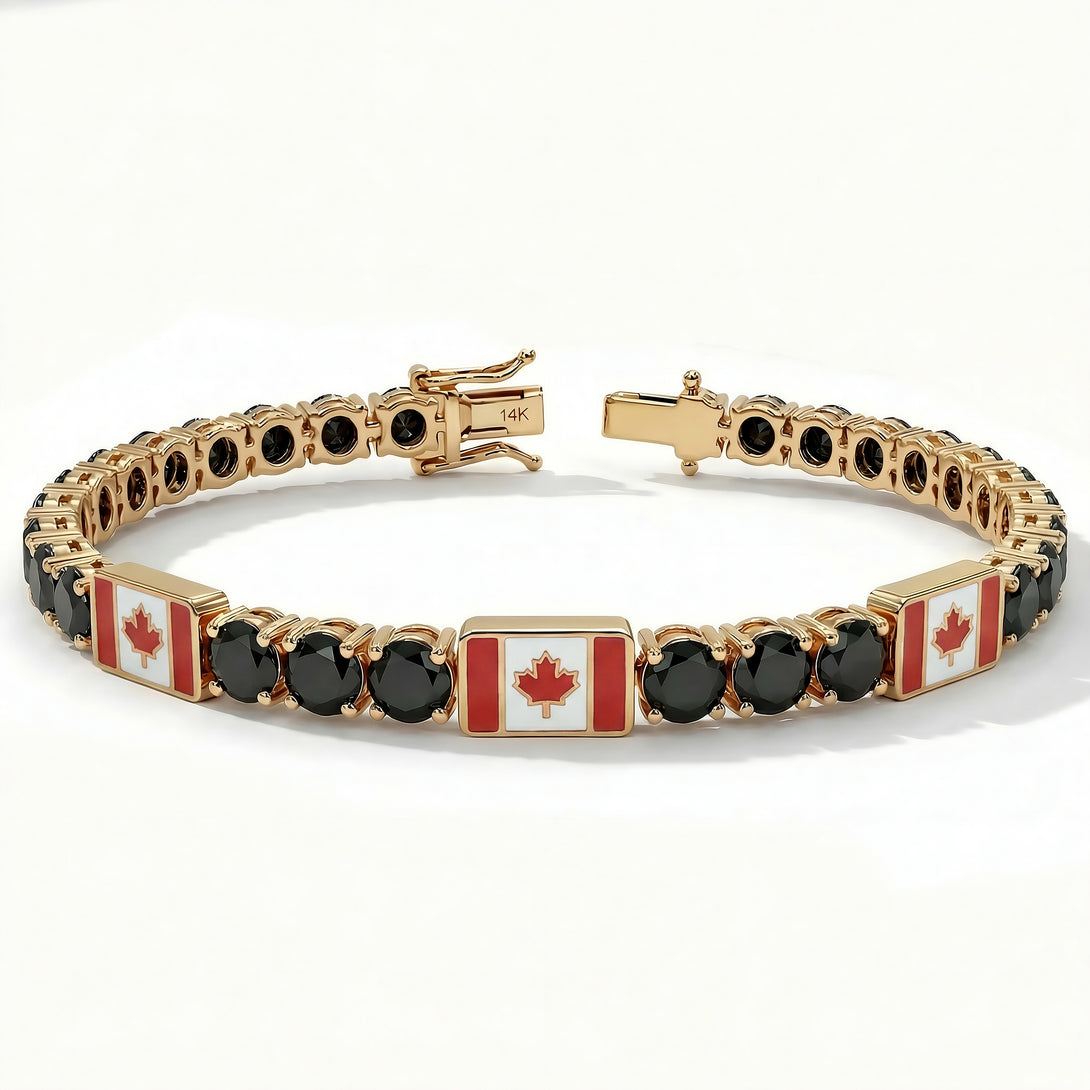 Black Diamond Tennis Bracelet with Canada Flag no. 7