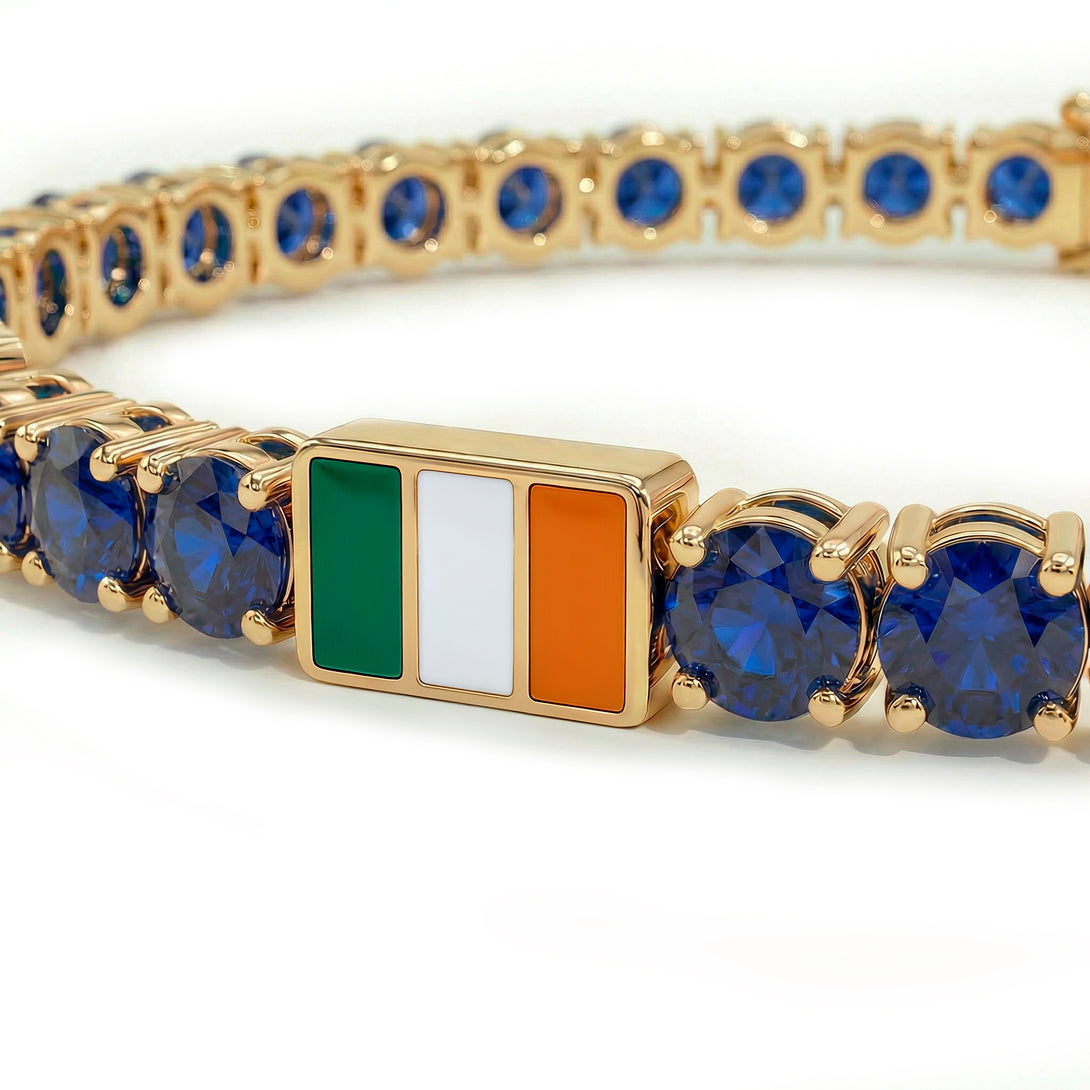 Sapphire Tennis Bracelet with Ireland Flag no. 13