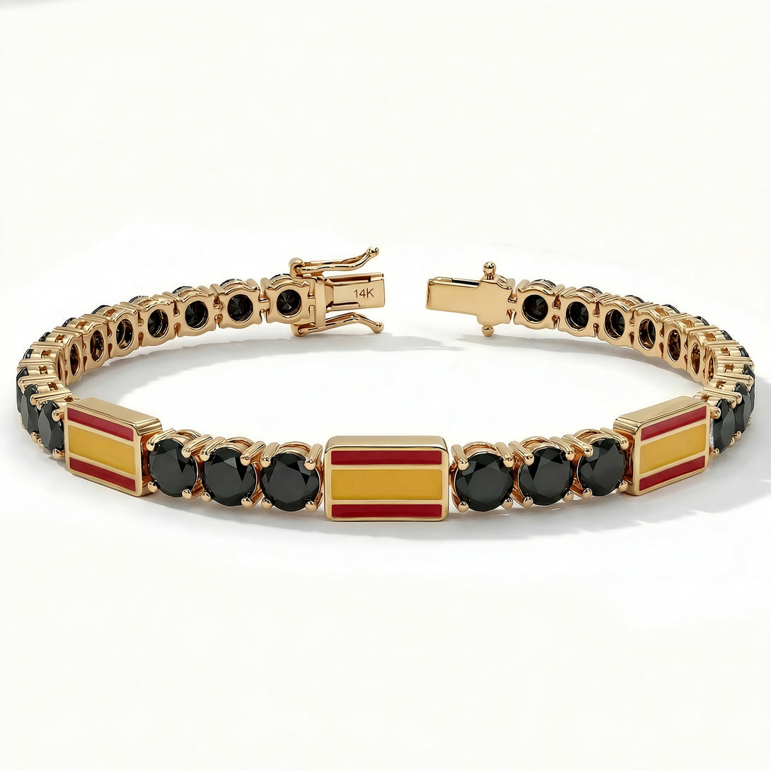 Black Diamond Tennis Bracelet with Spain Flag no. 7