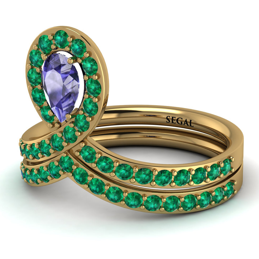 Tanzanite Pear Shape Stacking Bridal Set - Emilia No. 204