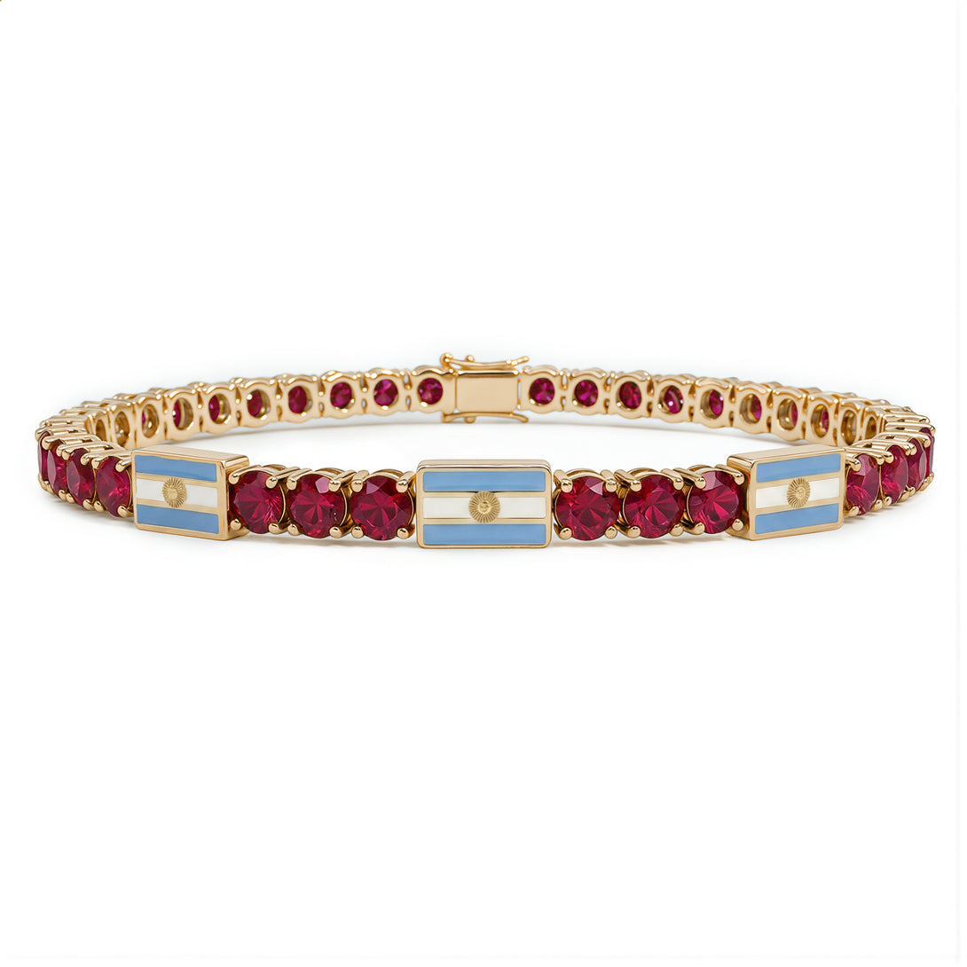 Ruby Tennis Bracelet with Argentina Flag no. 10
