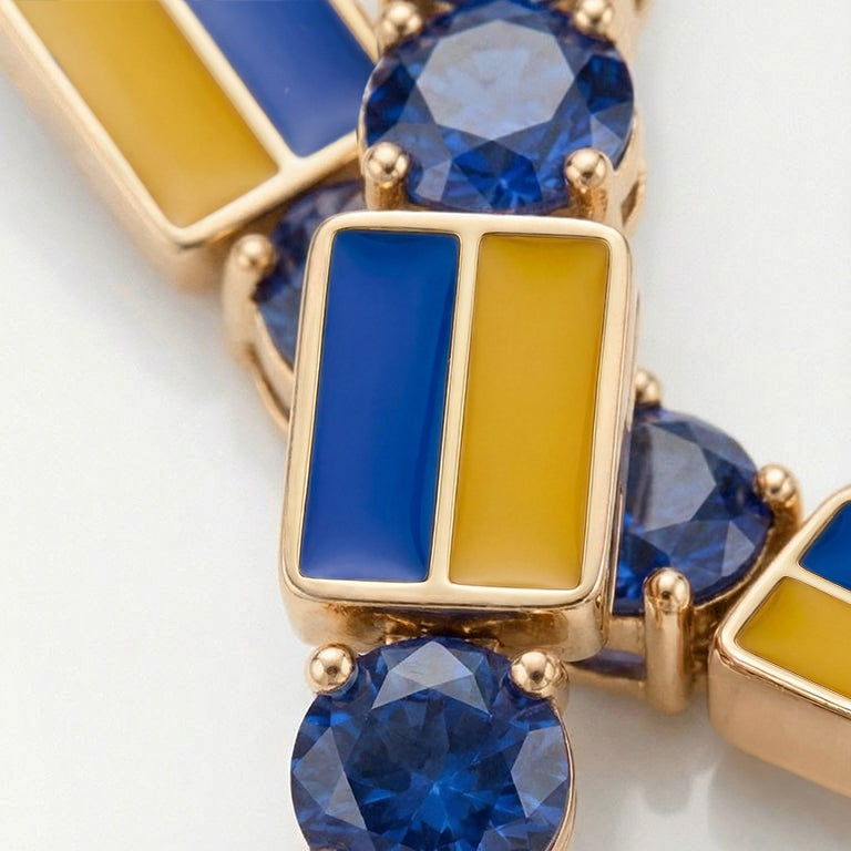 Sapphire Tennis Bracelet with Ukraine Flag no. 13
