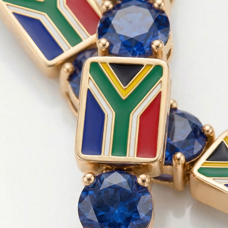 Sapphire Tennis Bracelet with South Africa Flag no. 13