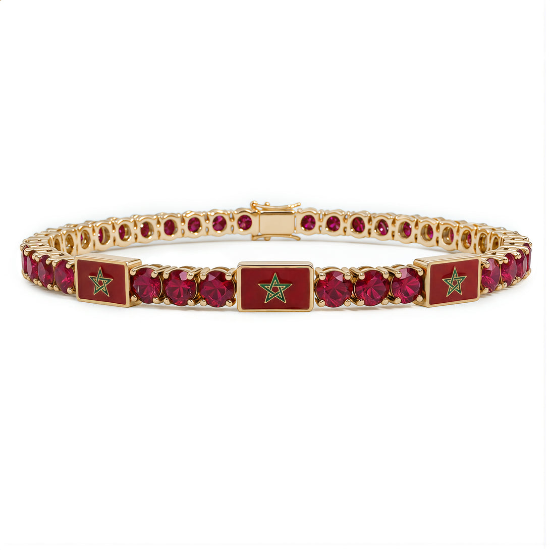 Ruby Tennis Bracelet with Morocco Flag no. 10