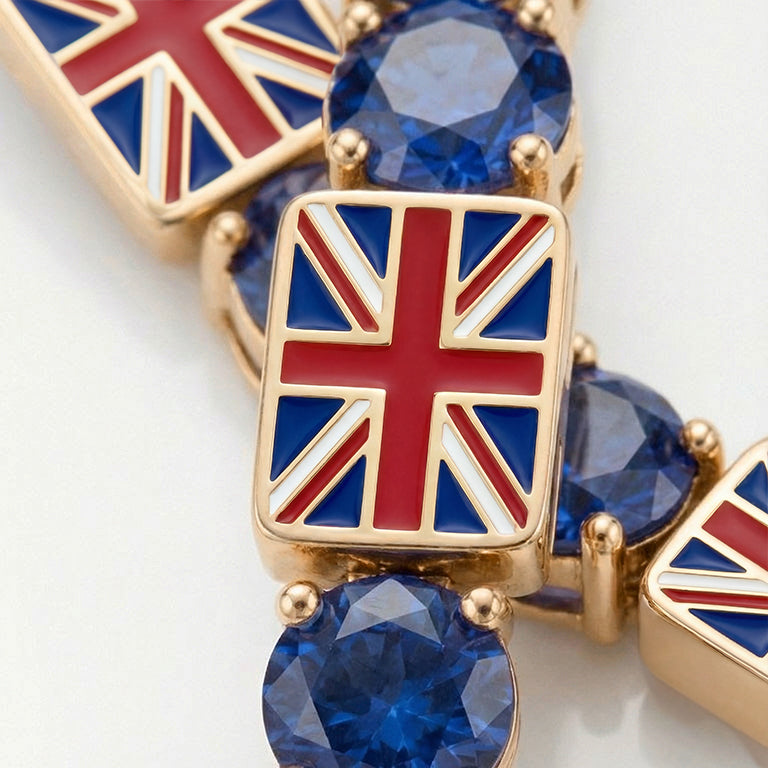 Sapphire Tennis Bracelet with United Kingdom Flag no. 13