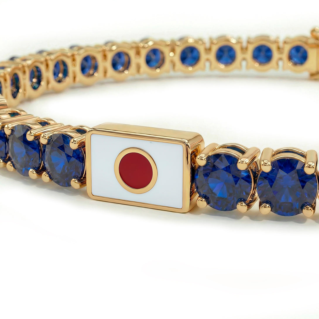 Sapphire Tennis Bracelet with Japan Flag no. 13