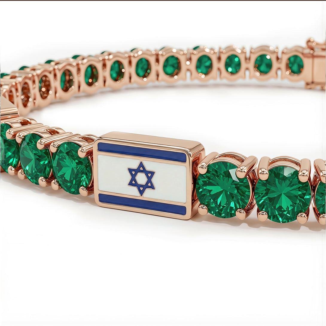Emerald Tennis Bracelet with Israeli Flag no. 5