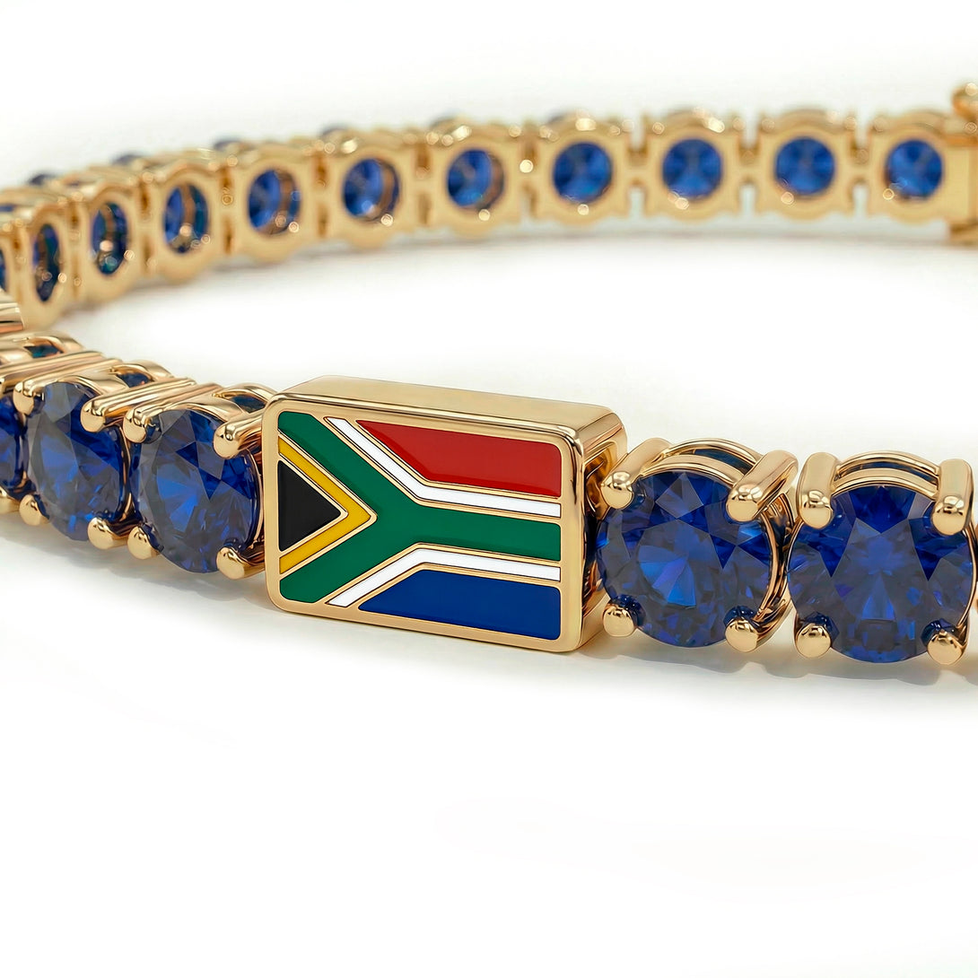 Sapphire Tennis Bracelet with South Africa Flag no. 13