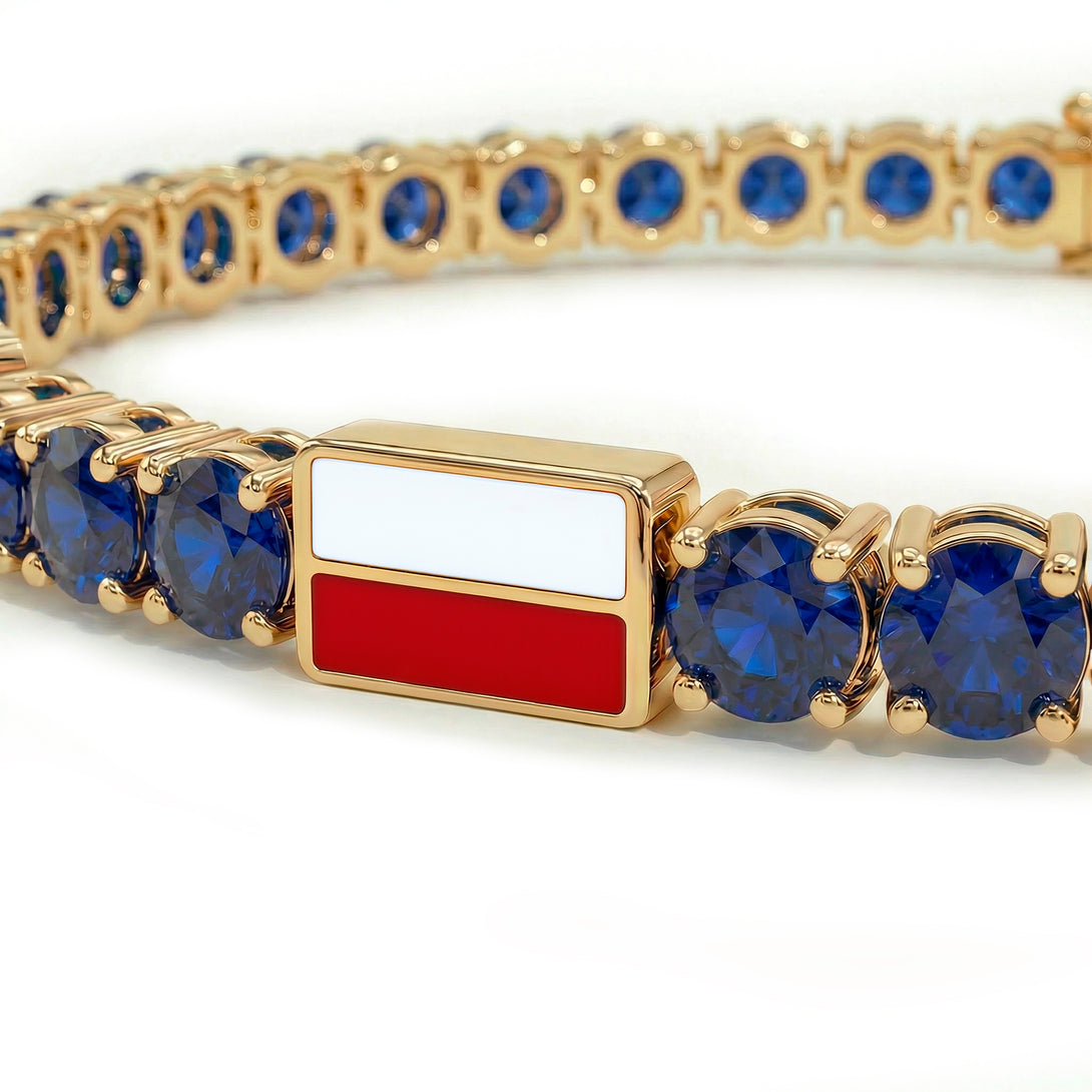 Sapphire Tennis Bracelet with Poland Flag no. 13