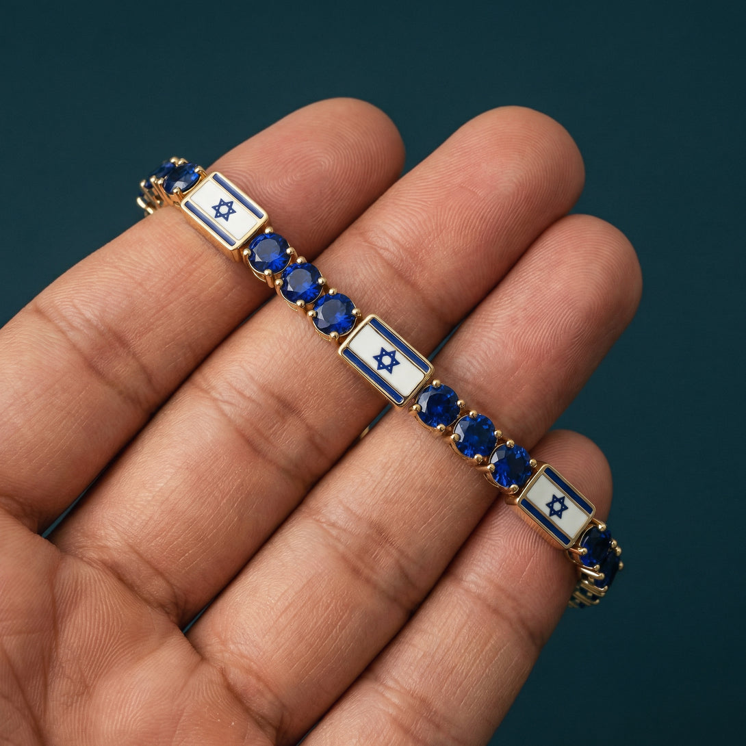 Sapphire Tennis Bracelet with Israeli Flag no. 13