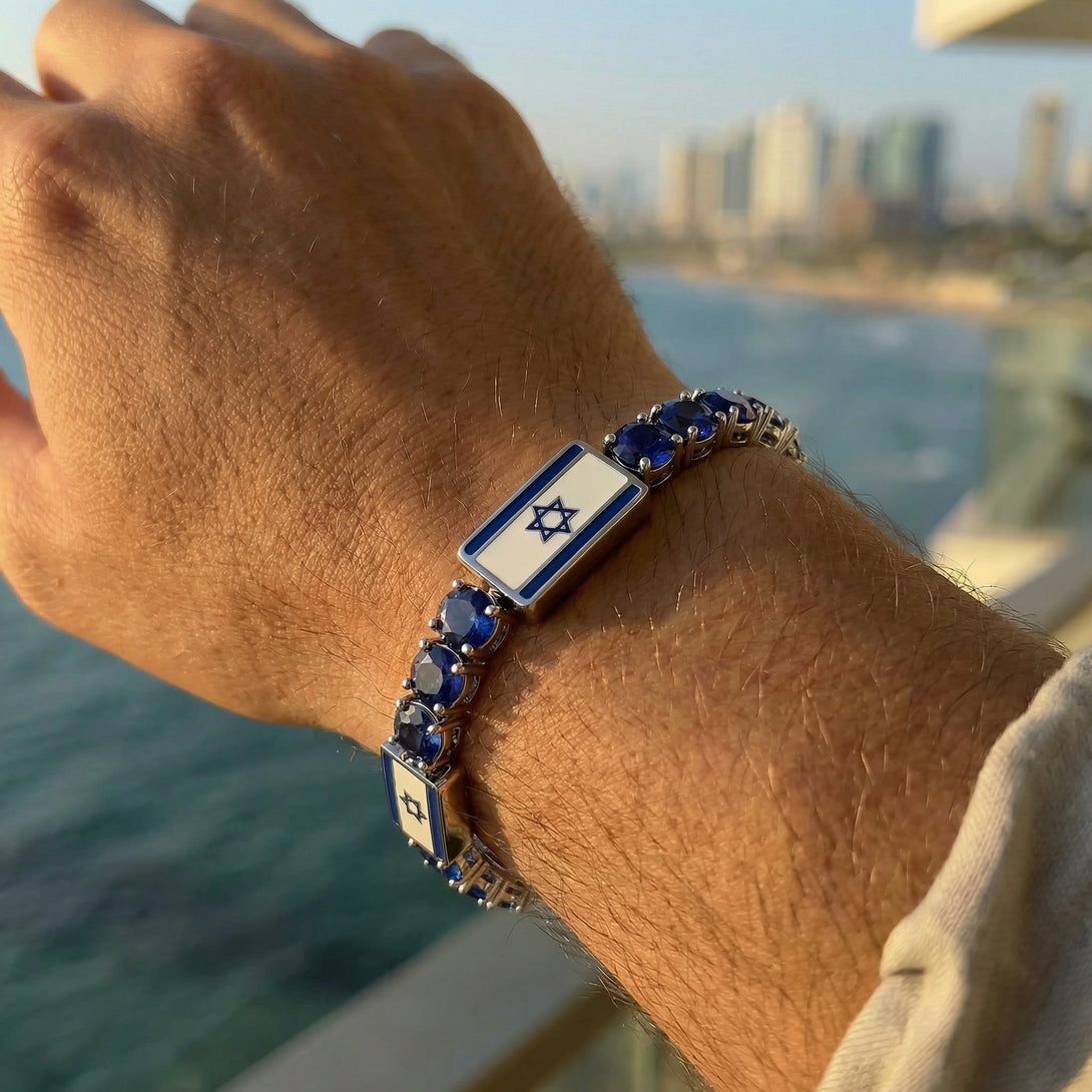 Sapphire Tennis Bracelet with Israeli Flag no. 15