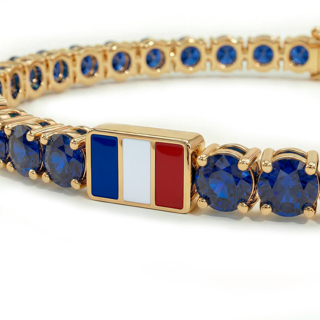 Sapphire Tennis Bracelet with France Flag no. 13