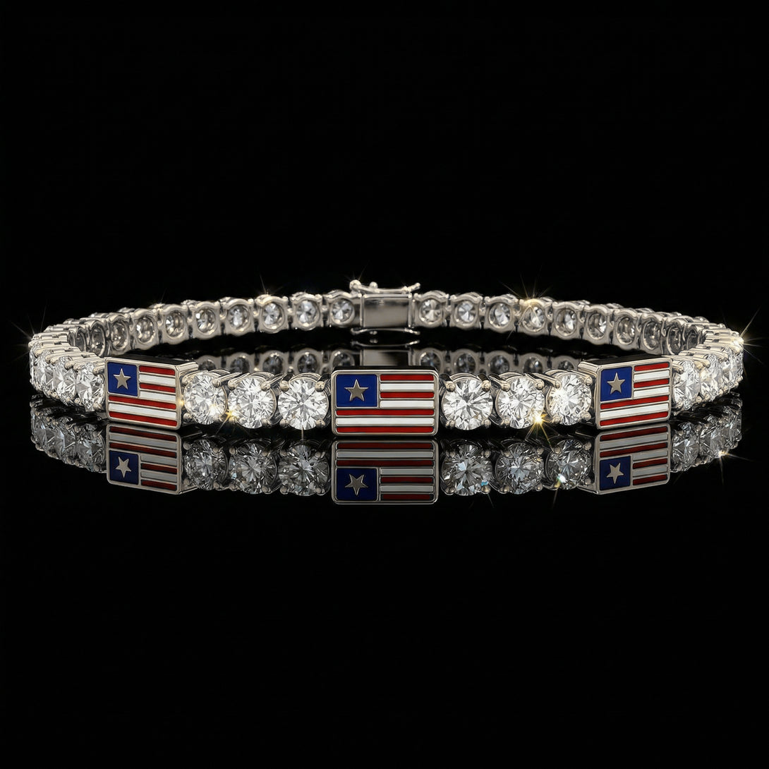 Diamond Tennis Bracelet with United States Flag no. 3