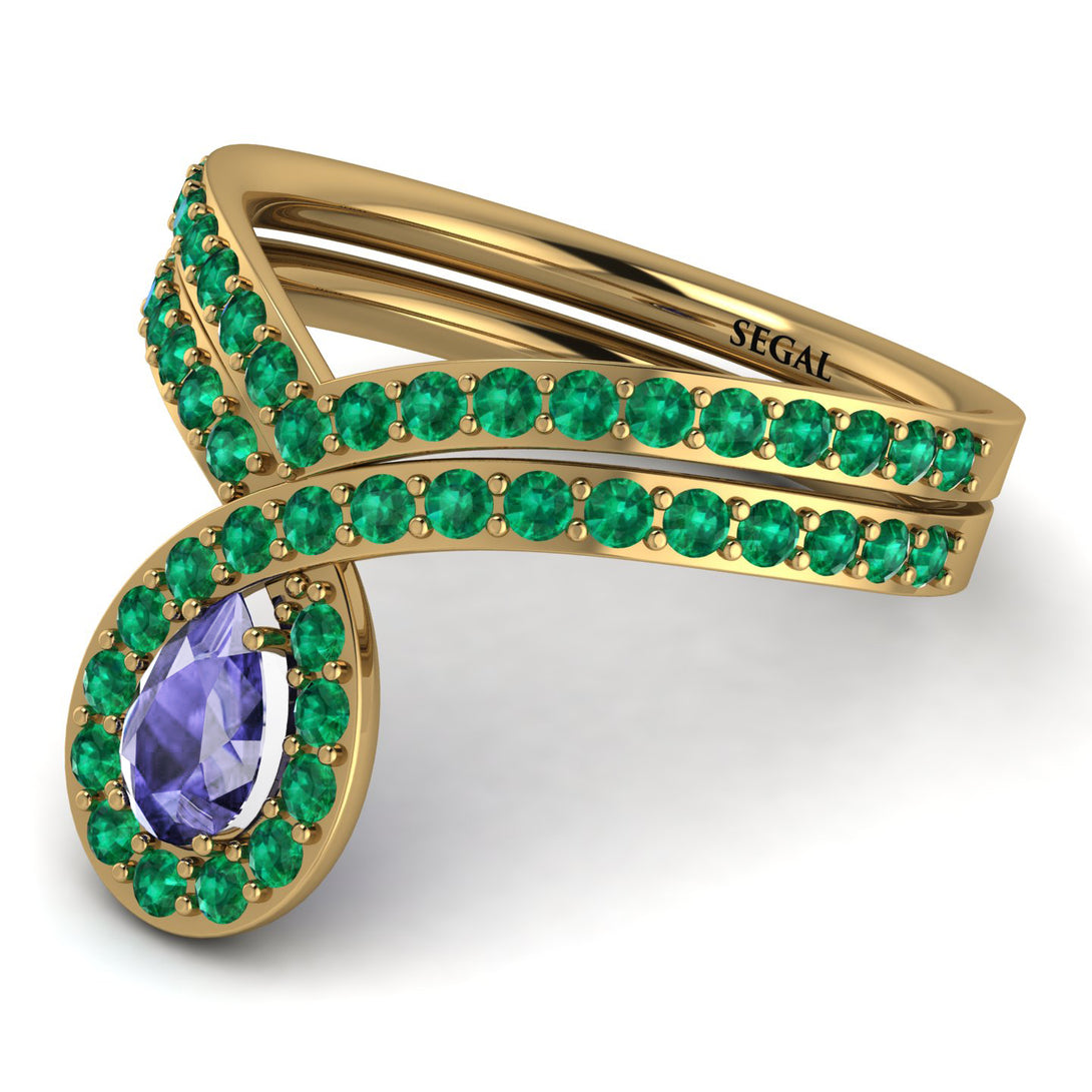 Tanzanite Pear Shape Stacking Bridal Set - Emilia No. 204