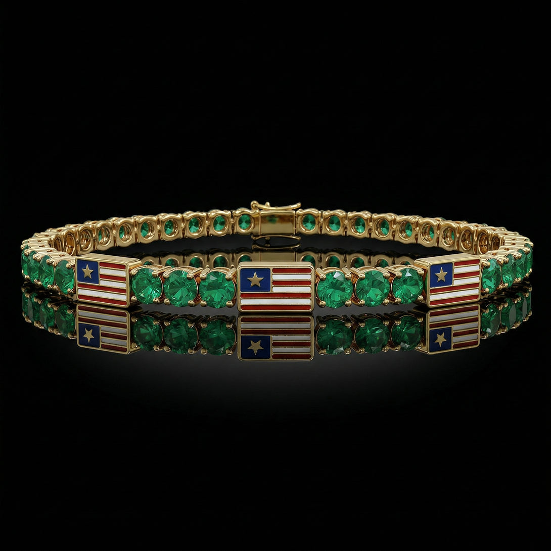 Emerald Tennis Bracelet with United States Flag no. 4