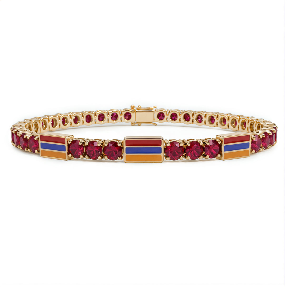 Ruby Tennis Bracelet with Armenia Flag no. 10