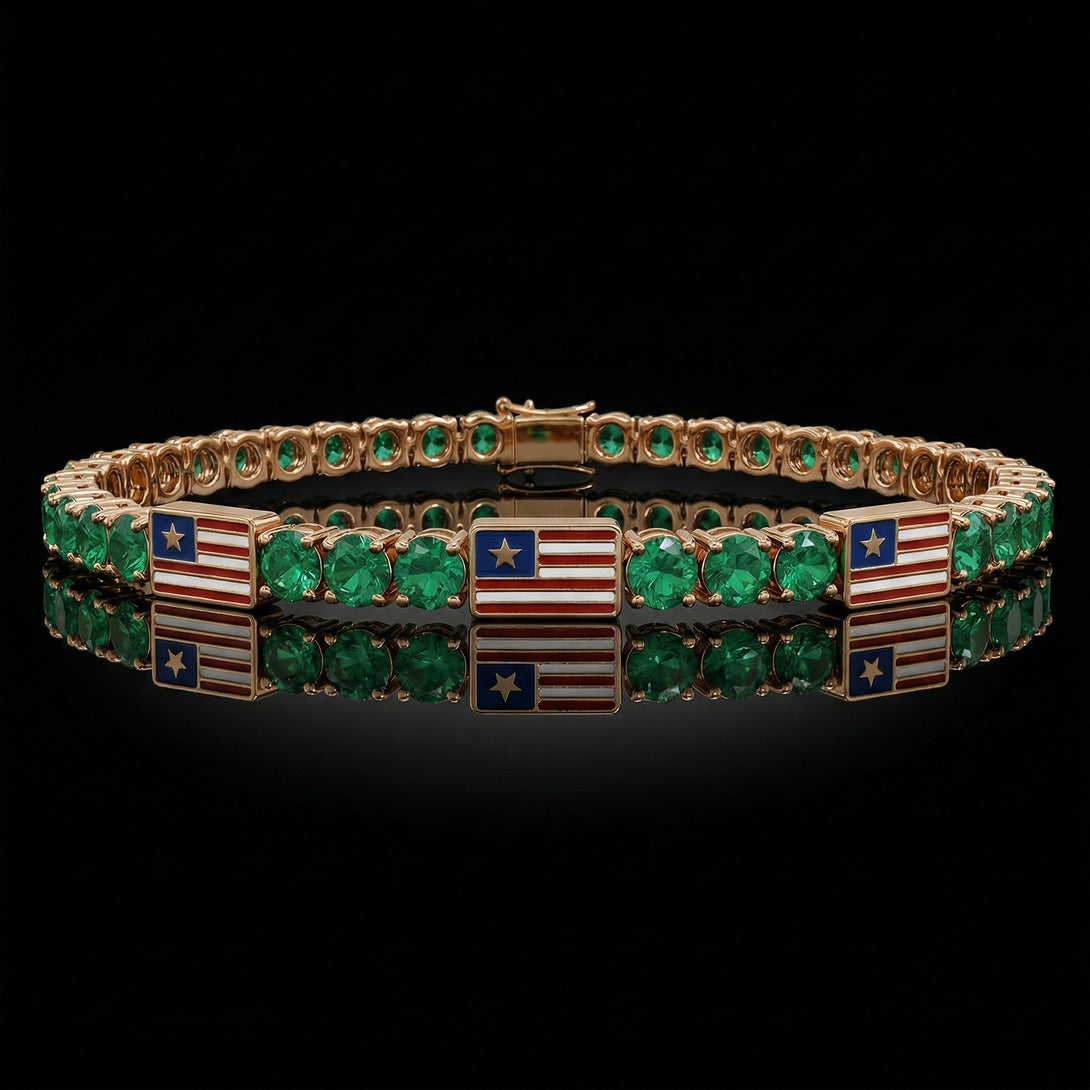 Emerald Tennis Bracelet with United States Flag no. 5
