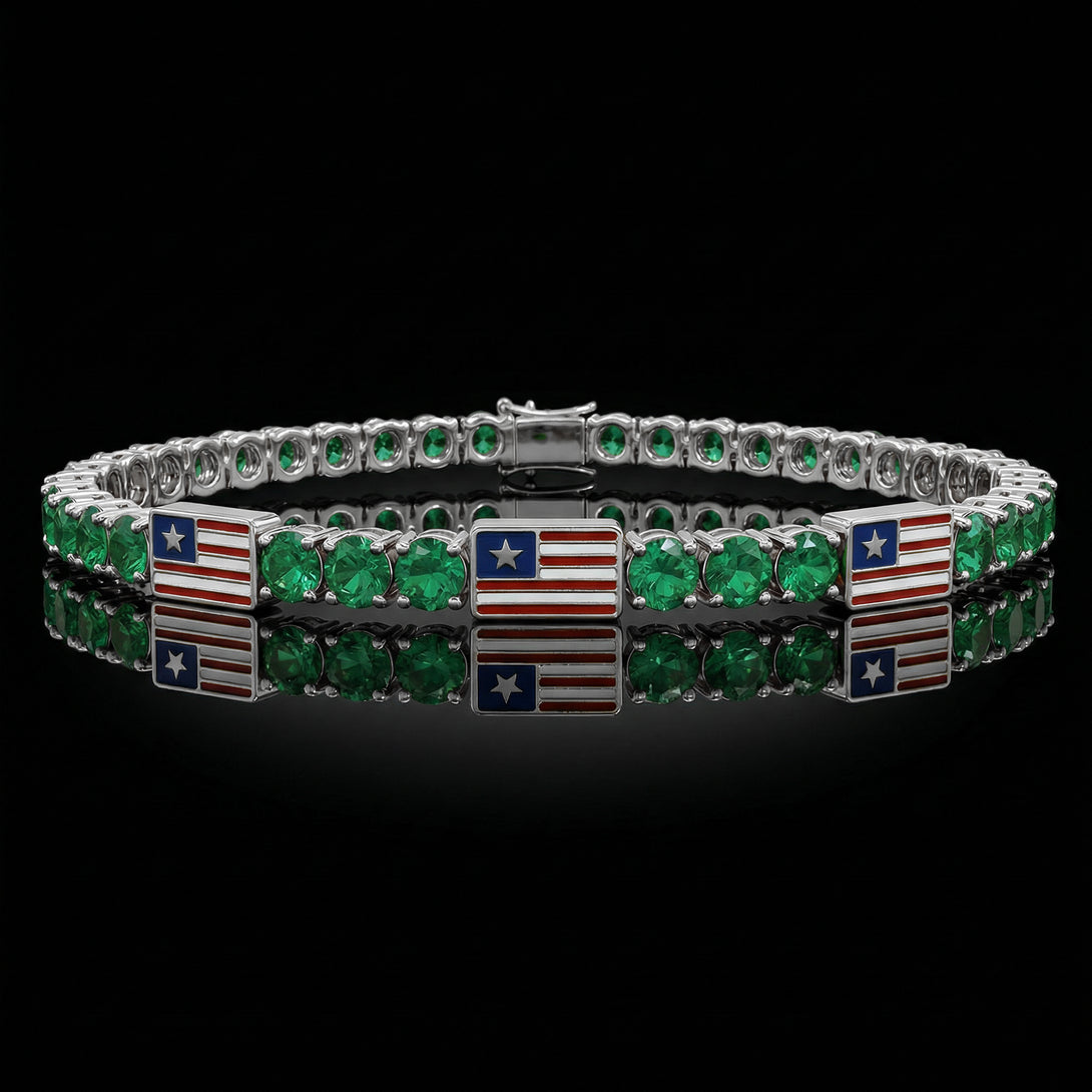 Emerald Tennis Bracelet with United States Flag no. 6