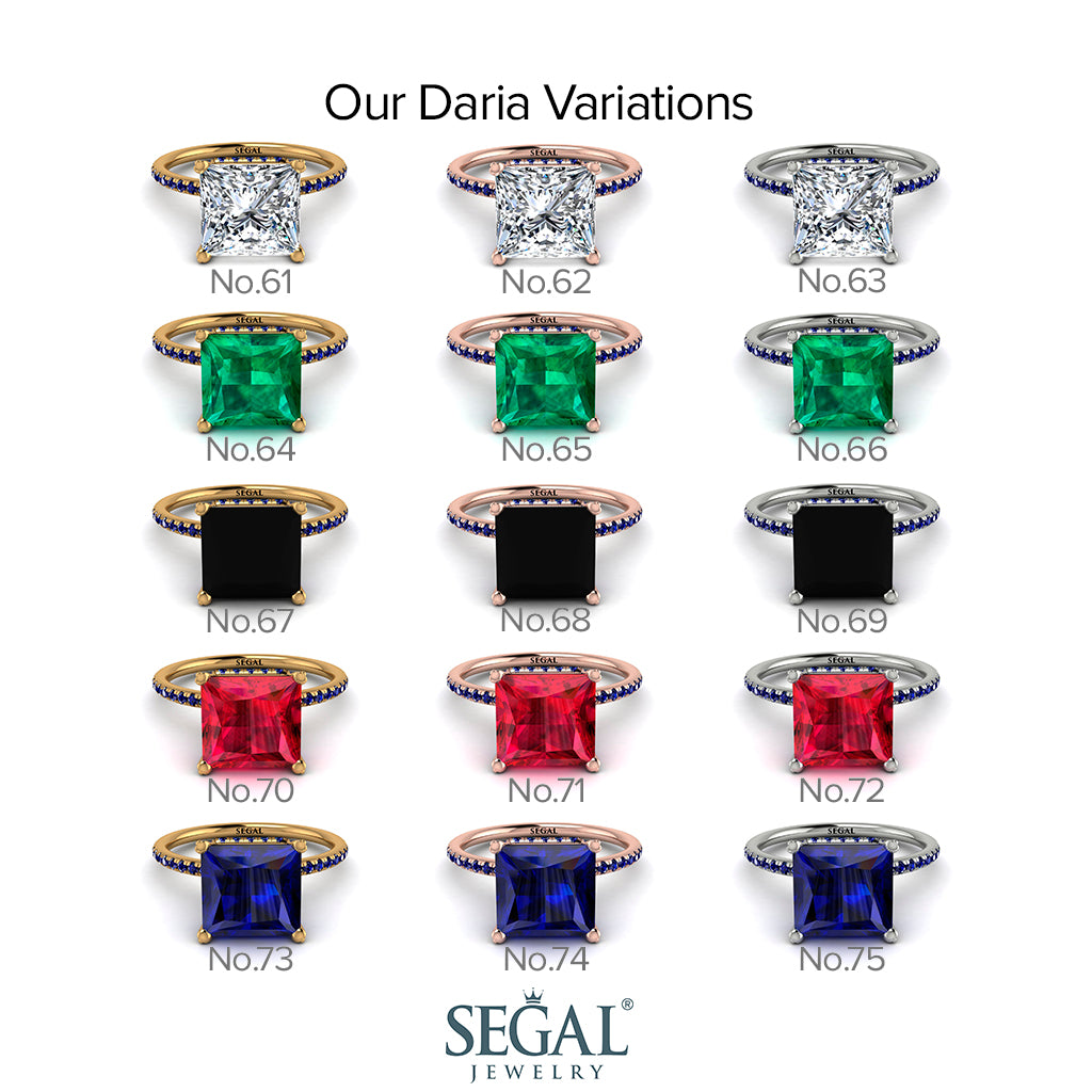 Trendy Hidden Halo Peridot Princess Cut Engagement Ring - Daria No. 707