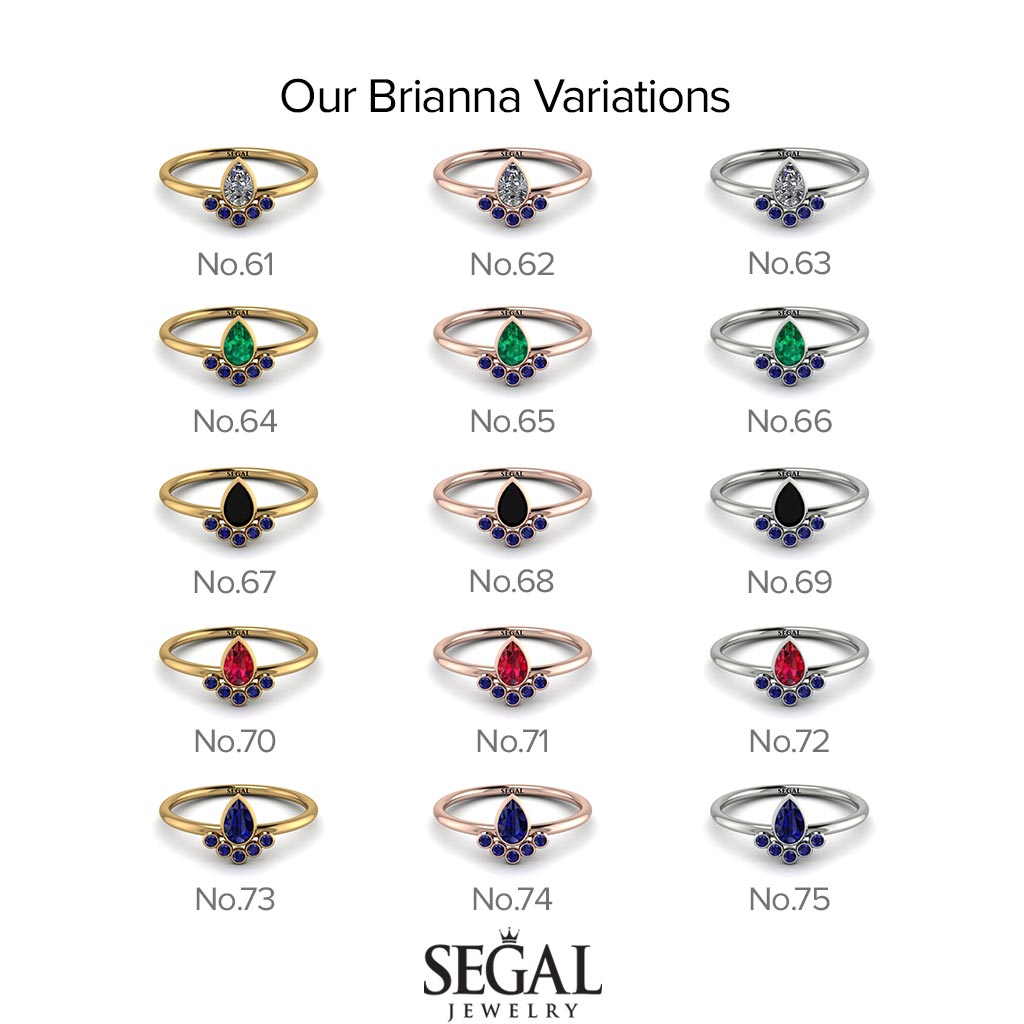 Down-payment Pear Shaped Stacking Black Diamond Ring - Brianna No. 3700