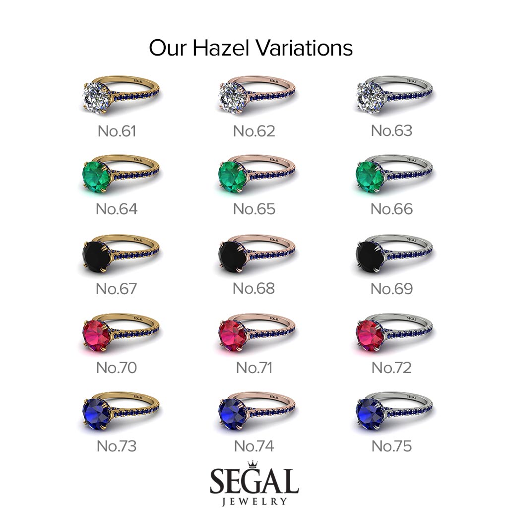 Hidden Diamond Double Cat Claw Prongs Ruby Ring - Hazel No. 27