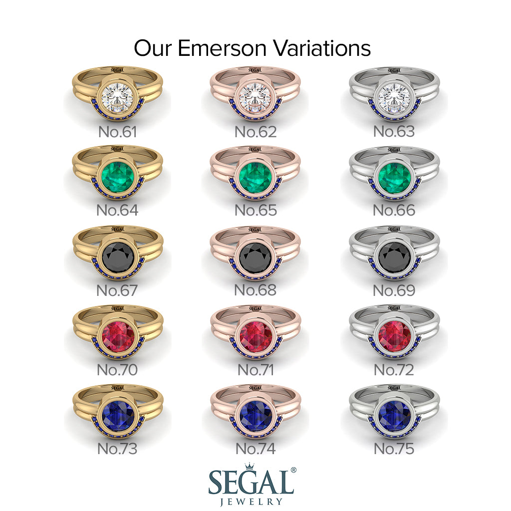 Bezel Black Diamond Bridal Set - Emerson No. 23