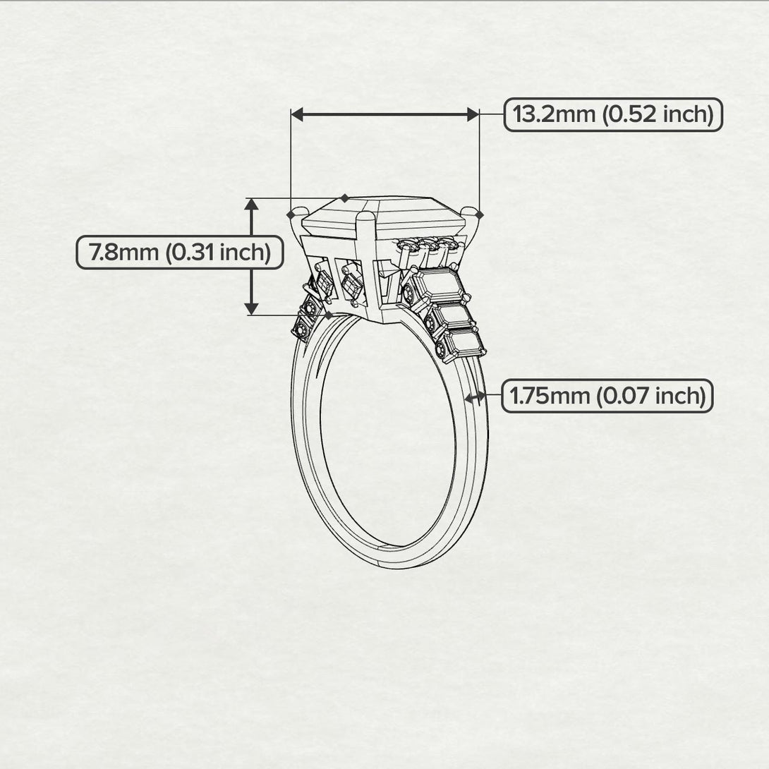 Barbara's Emerald Cut Diamond Ring Hidden Round Diamonds - Sawyer No. 3000