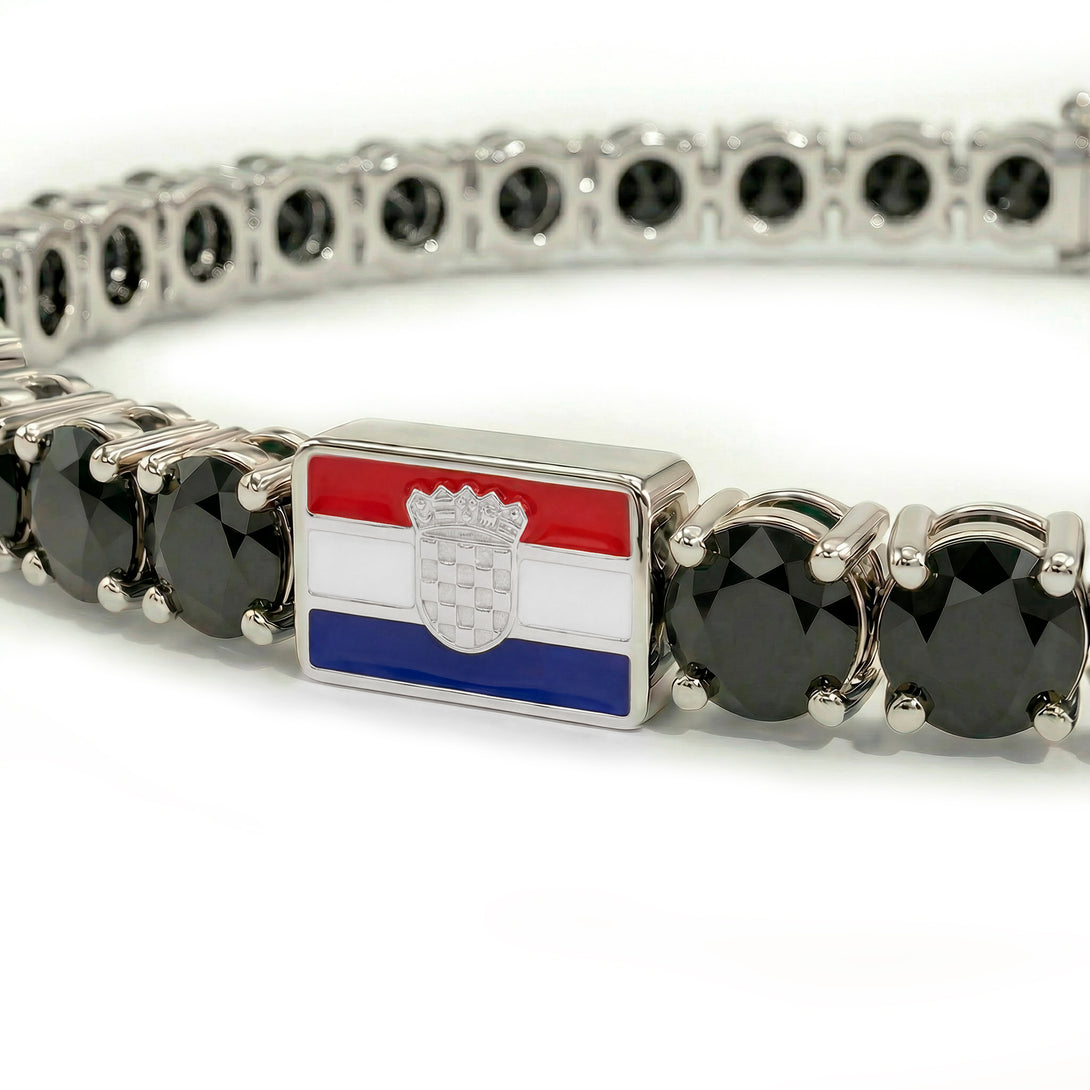 Black Diamond Tennis Bracelet with Croatia Flag no. 9