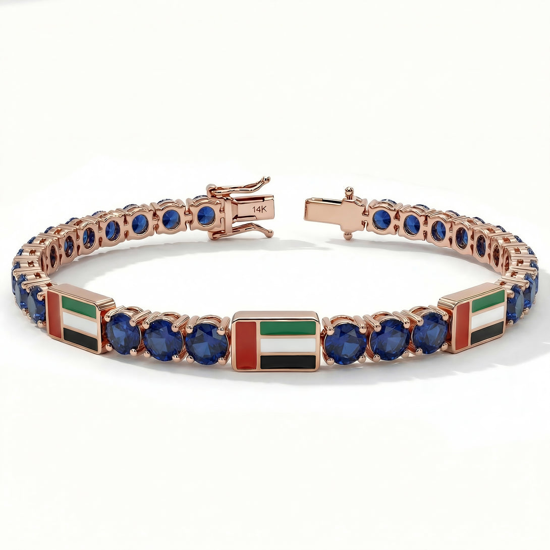 Sapphire Tennis Bracelet with United Arab Emirates Flag no. 14