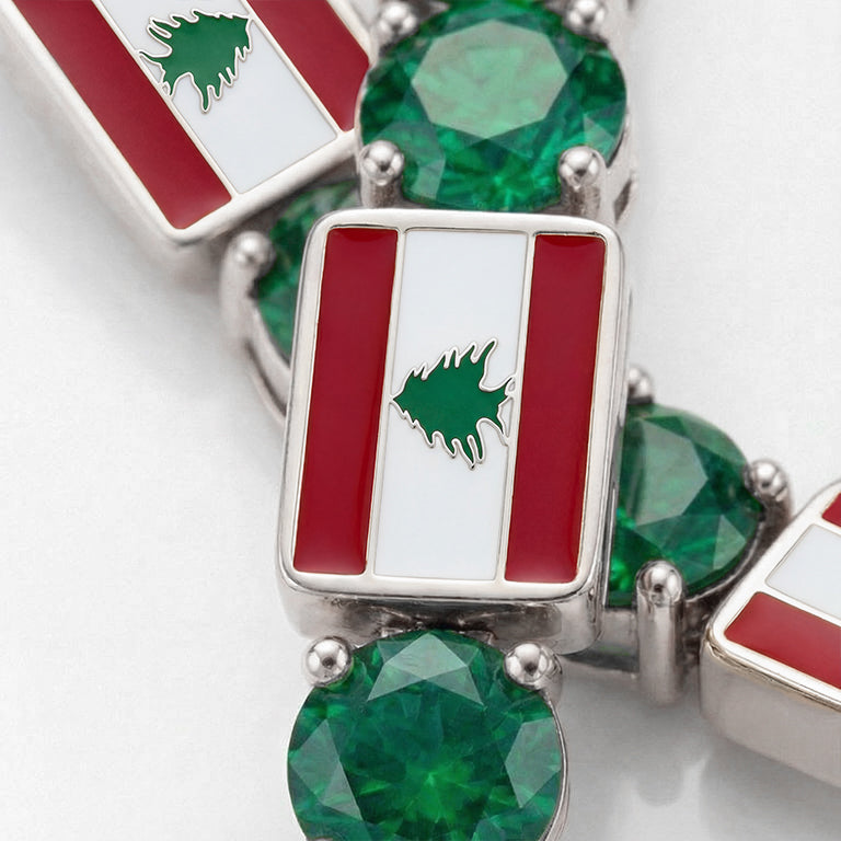 Emerald Tennis Bracelet with Lebanon Flag no. 6