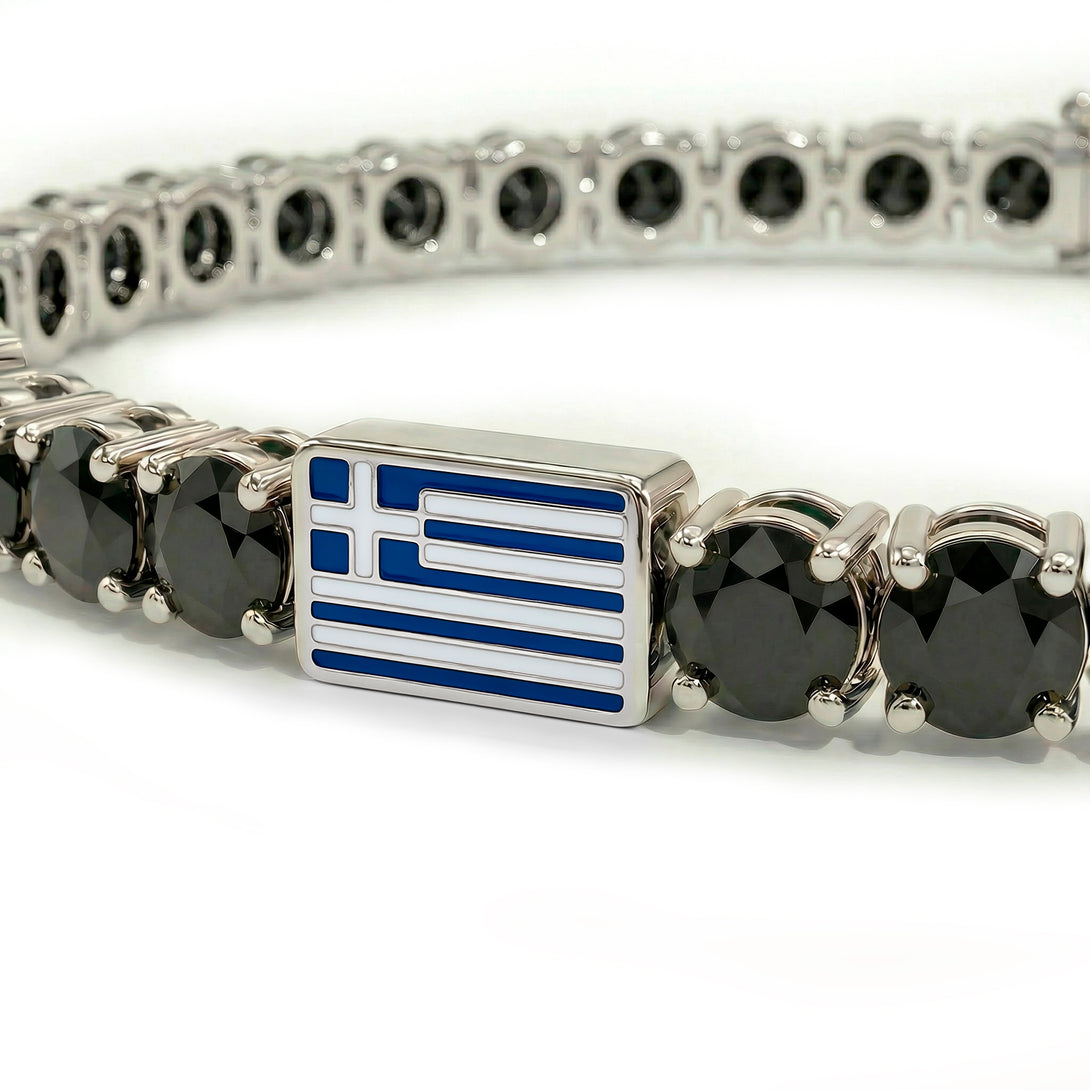 Black Diamond Tennis Bracelet with Greece Flag no. 9